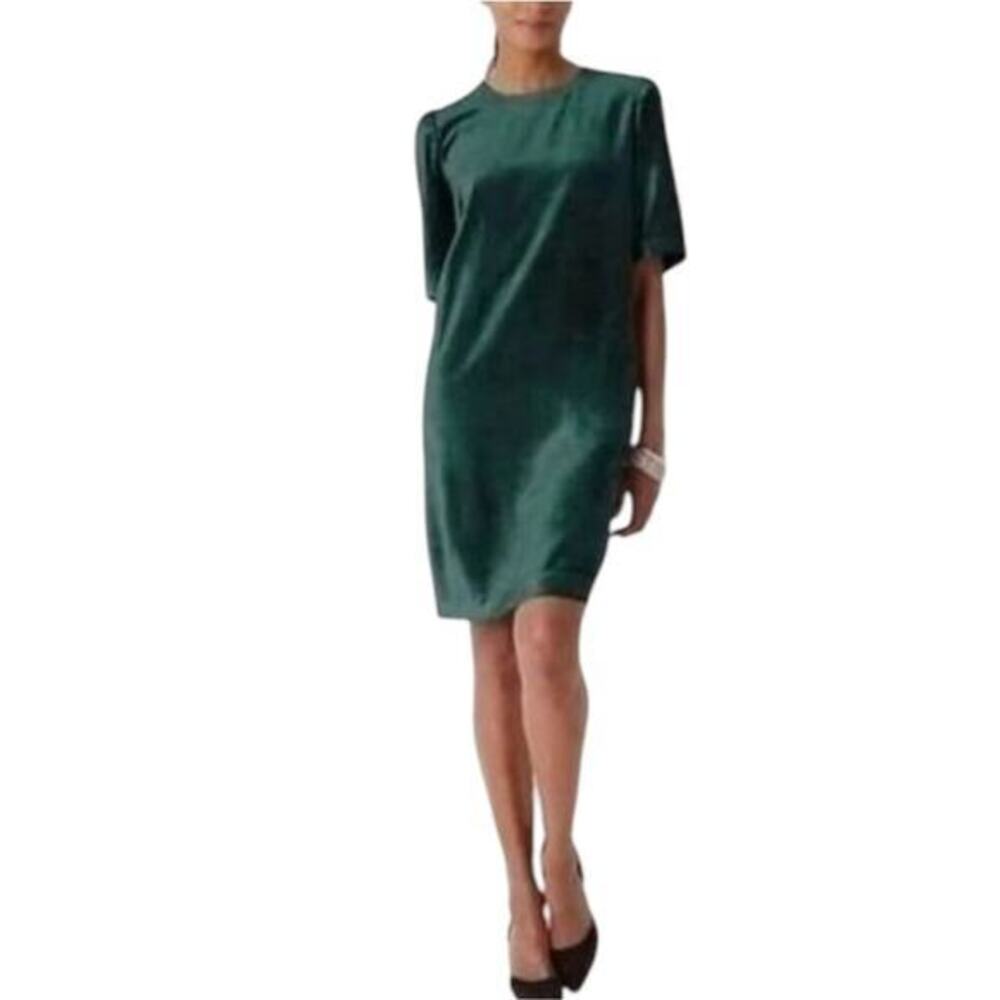 J. JILL Hunter Green Puff Sleeve Velvet Sheath Party Holiday Dress Size XL NEW